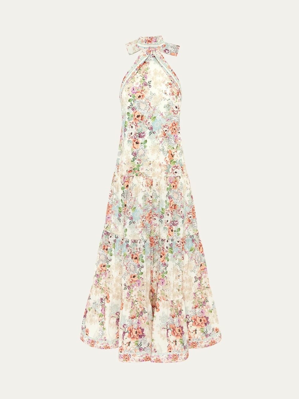 Aqua Blu Evelyn Floral Halter Maxi Dress - Multicolor NWT